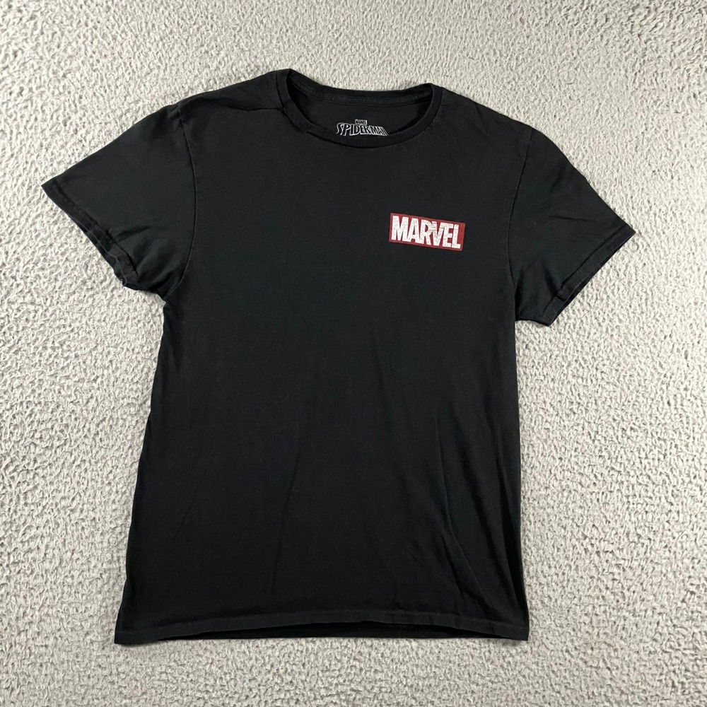 Marvel T-Shirt Men S Black S/S Logo Graphic Tee Spiderman C-Life Gorpcore Retro - Picture 2 of 6